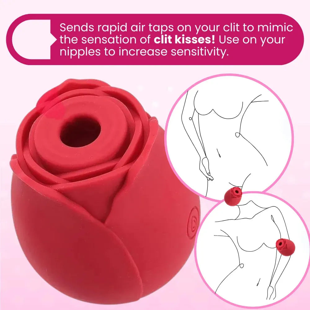 FREE #1 Selling Rose Sex Toy Air Pulse Stimulator in Red - EdenSeduce