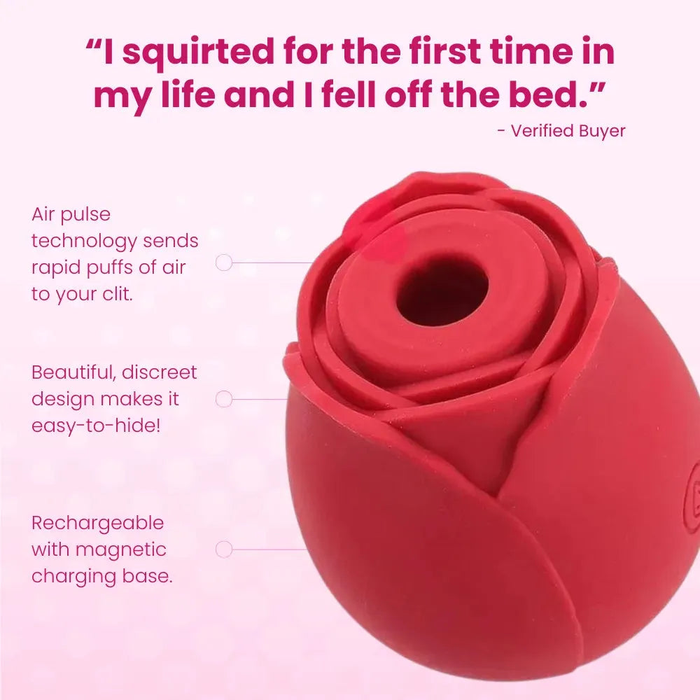 FREE #1 Selling Rose Sex Toy Air Pulse Stimulator in Red - EdenSeduce