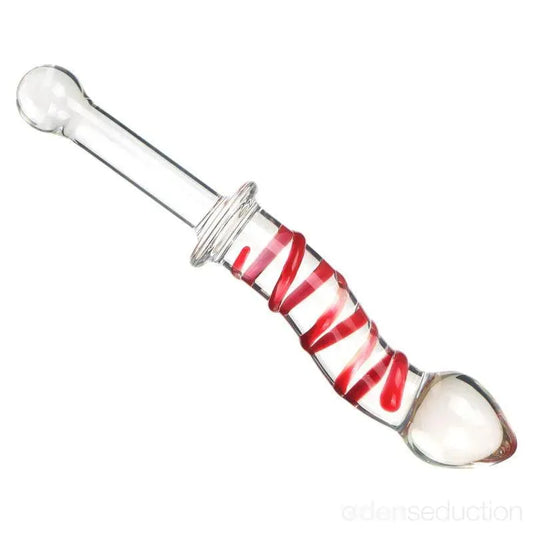 G-spot cherry swirl Double ended glass dildo - EdenSeduce