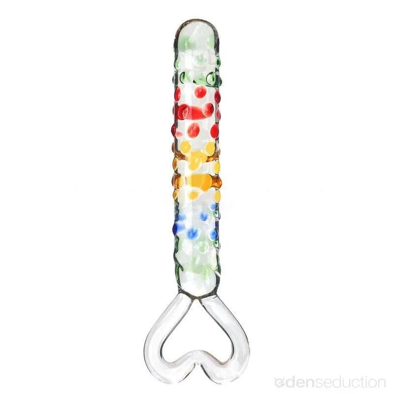 Rainbow heart Glass dildo - EdenSeduce