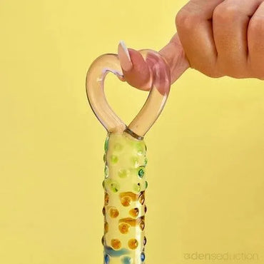 Rainbow heart Glass dildo - EdenSeduce
