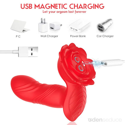 Girthy Thrusting Rose Vibrator – Remote Control Pleasure