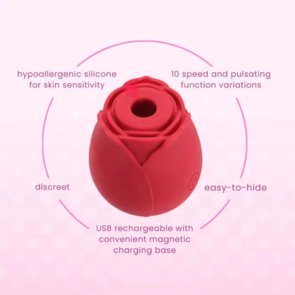 FREE #1 Selling Rose Sex Toy Air Pulse Stimulator in Red - EdenSeduce