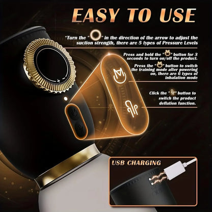 Premium Rechargeable Penis Pump – 6 Suction Modes & Progress Tracking