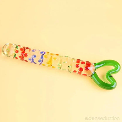 Rainbow heart Glass dildo - EdenSeduce