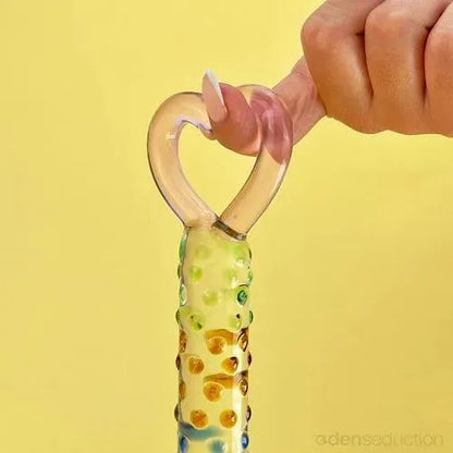 Rainbow heart Glass dildo - EdenSeduce