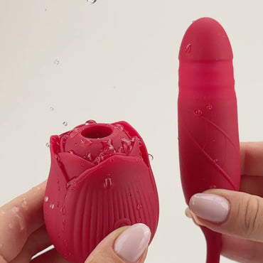 Red Silicone Dual-Action Rose Vibrator