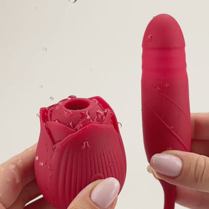 Red Silicone Dual-Action Rose Vibrator